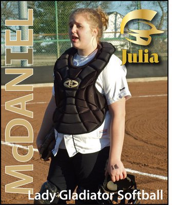 Image: Catcher Julia McDaniel — Julia McDaniel brings the noise, literally. McDaniel adds personality behind home plate.
