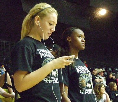 Image: Megan and Brianna — Megan Richards and Brianna Burkhalter stay relaxed before their big game.