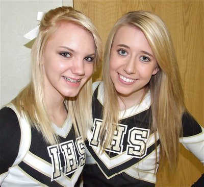 Image: Sierra and Lexie — IHS Cheerleaders Sierra Harris and Lexie Miller keep the Gladiator spirit up!