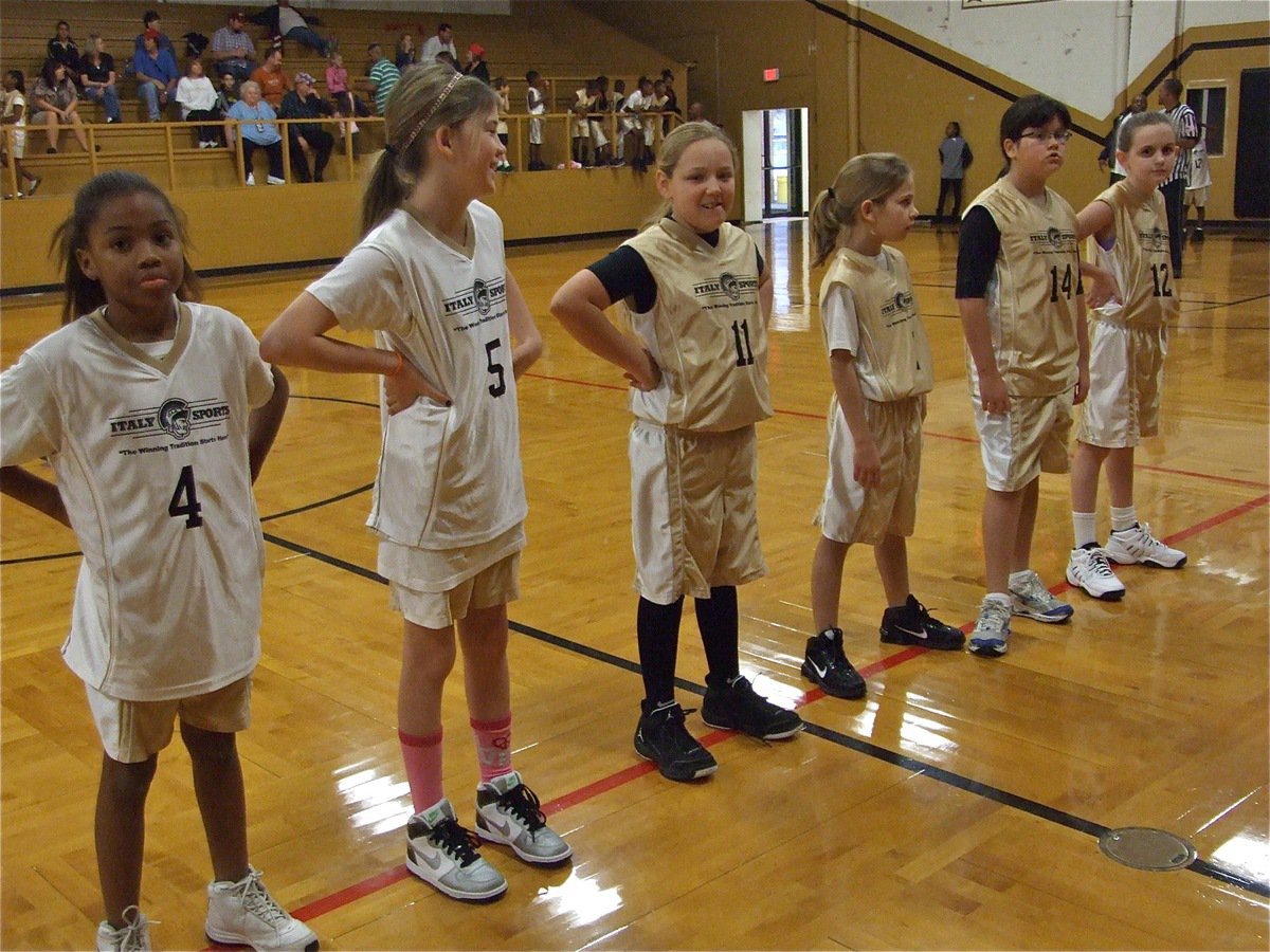 Image: Getting credit for making their pre-game free throws  — Chardonae Talton(4), Grace Haight(5), Brycelen Richards(11), Paige Henderson(2), Jenna Holden(14) and Kirby Nelson all made their pre-game free throws worth 1-point each for the teams.