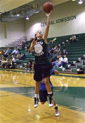 Image: Taylor Hill — Lady Indian Taylor Hill, a junior next season for Waxahachie, scores a layup against Midlothian.