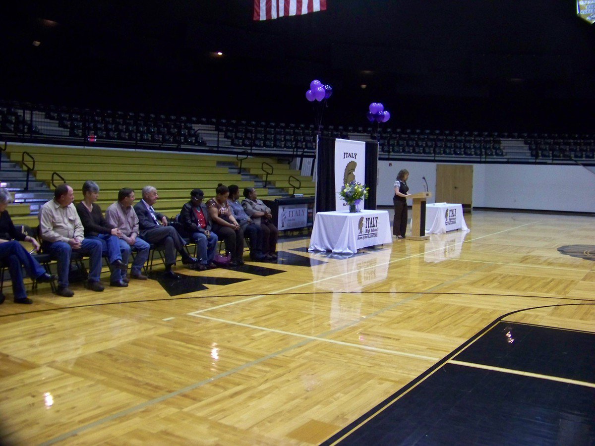 Image: Special guests — Vivian Moreland sits with her family and Italy ISD administrators and trustees.