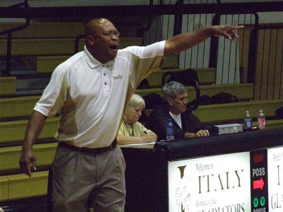 Image: Larry was excited — It was a long night for JV Head Coach Larry Mayberry but he kept his young team pointed in the right direction.
