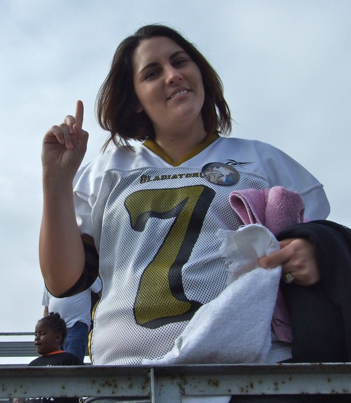 Image: Lyndsey is proud — Proud mama, Lindsey Wallace, is proud of her boy, Tylan Wallace, who quarterbacked for the B-team. Tylan happens to wear lucky #7 on his jersey as well.