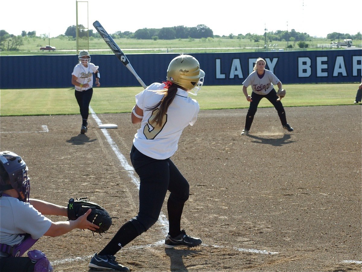 Image: Alyssa pops one — Freshman Alyssa Richards tries knock in her sister, sophomore Megan Richards, as Italy manages to knock Tolar out of the playoffs for the second year in a row.