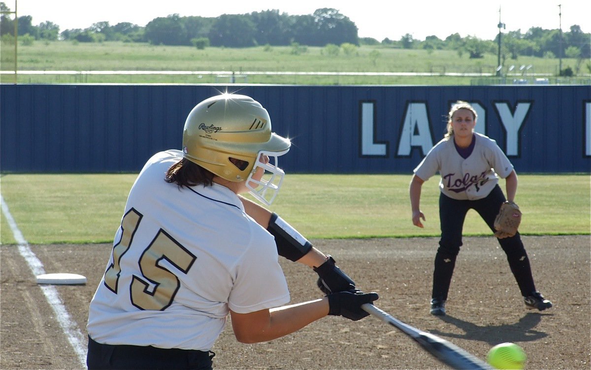 Image: Cori connects — Italy’s Cori Jeffords had a strong hitting game against Tolar in game one to help the Lady Gladiators win 7-0 and take control in a best 2-out of-3 series for the area championship.