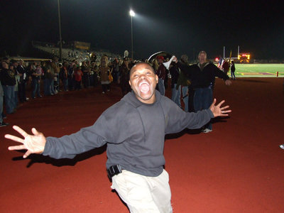 Image: Our yell-leader, Bryant — During half-time Friday night, Bryant Cockran let’s it all out by roaring louder than the Lions.