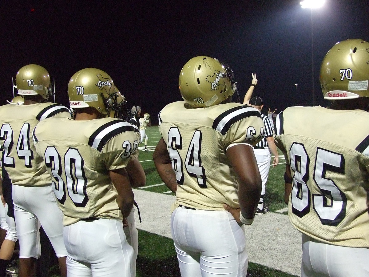 Image: #70’s spirit — In honor of Bobby Itson, each Gladiator wore #70 on their helmets.