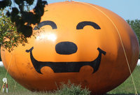 Image: Halloween happiness — The Great Pumpkin smiles at the passersby on the I-35 and also welcomes everyone to stop and say “hi”.