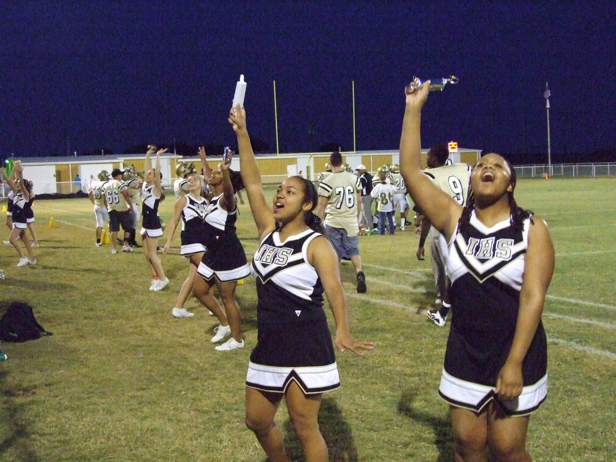 Image: Destani and Amber — Every touchdown, the crowd gets candy!