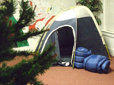 Image: Camping indoors — It may be a little warm outside but come to Camp E.D.G.E. for cool camping.
