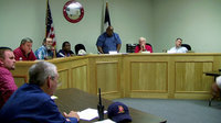Image: Town Council — The Italy City Council: John Droll (who voted against the salary), Mark Souder, Dennis Perkins, Mayor Frank Jackson (standing), Greg Richards and Rodney Guthrie.