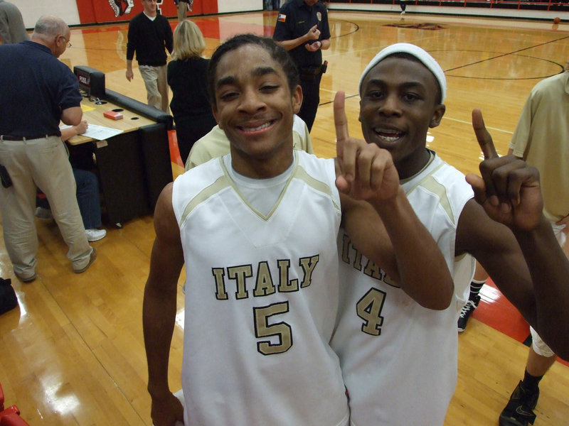 Image: D-Man &amp; DJ — Dontavious Clemons and Diamond Rogers are members of the Italy Gladiator Varsity basketball team.  They will travel to Abilene to play for Regional semi-finals against Lindsay High School.