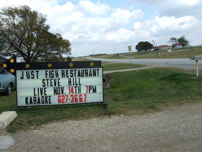 Image: Just Fish sign — This restaurant is located on Sissom Lane in Avalon.