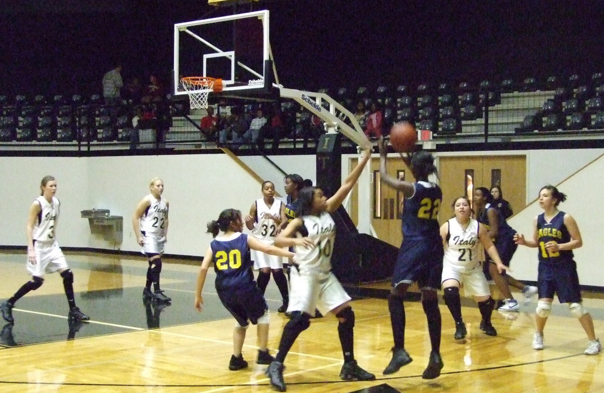 Image: Kyonne blocks — Birdsong stretches to block another attempted goal by Grand Prairie.