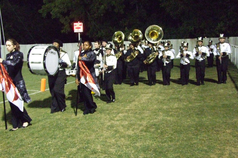 Image: IHS Gladiator Band — The Italy High School Band gets ready for halftime.