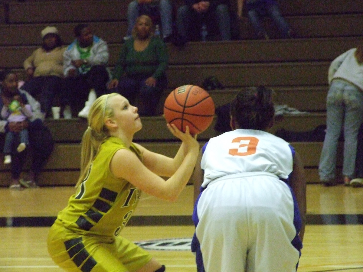 Image: Jeffords At The Line — Italy’s #33 Cassie Jeffords steps to the line with confidence during the Lady Gladiators JV matchup with the Dallas Gateway Lady Gators. Italy won the game, played on the campus of Cedar Valley College in Lancaster, 35-23.