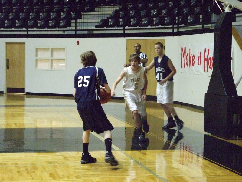 Image: Campbell gives chase — Colton Campbell #5 guards the inbounder and then sets his sights on the poor lad who caught the pass.