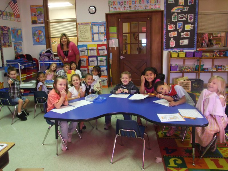Image: New teacher has class — Mrs. Low’s and her Kindergarten class.