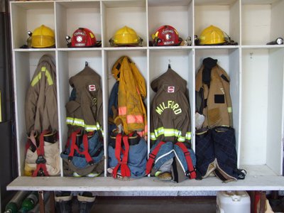 Image: Bunker gear — Old bunker gear soon to be replaced with new bunker gear for the Milford volunteer firefighters.