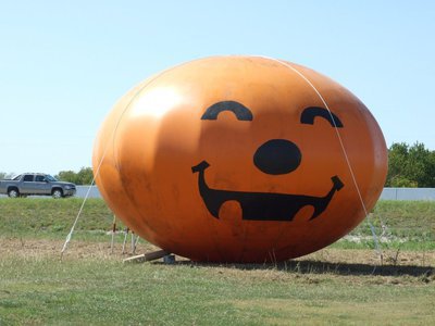 Image: Cars stop to look — This is the third year we have had this Monolithic Pumpkin up, a start of a tradition.