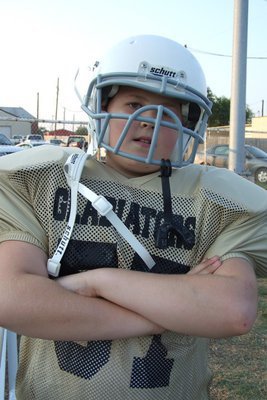 Image: 7th grade linemen — Tristan Smithwick, the lines right hand man.