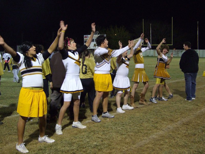 Image: Powder Puff cheerleaders — In 2007, the Varsity football players put on their wigs and makeup and enjoyed cheering the Powder Puff game. Come see characters like Long Legs Sally, Lucious Lips Linda or Juicy Lucy this Thursday night at 7 p.m. $2 admission.