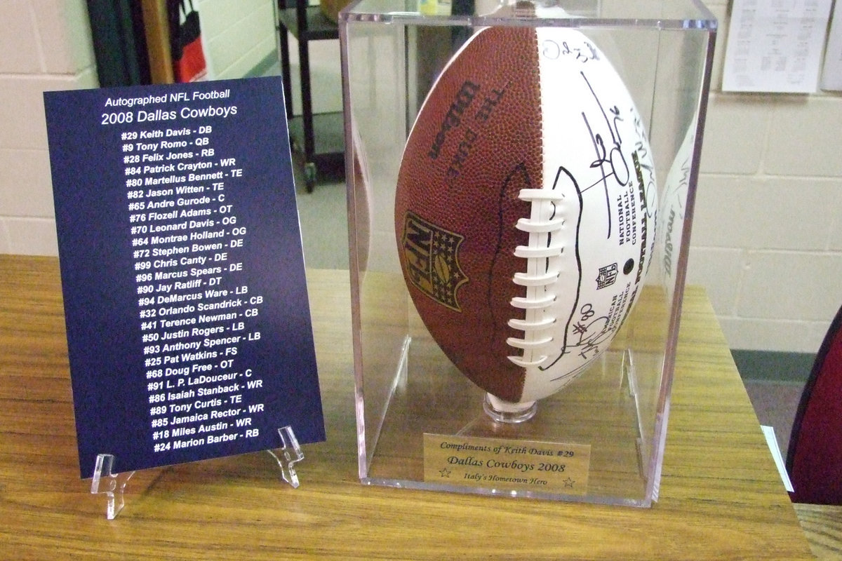 Image: Autographed NFL Cowboys football — 2008 Cowboys’ football will be given away during halftime at Homecoming.