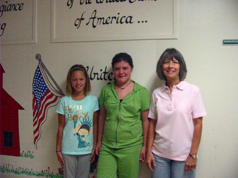 Image: Bailey, Bailey and Carolyn — Bailey Eubank, Bailey DeBorde and Carolyn Maevers, Stafford Elementary Principal.