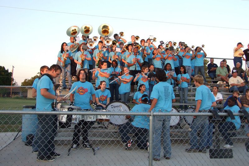 Image: The Italy Regiment Band — The Italy High School Regiment Band have fun in the stands.