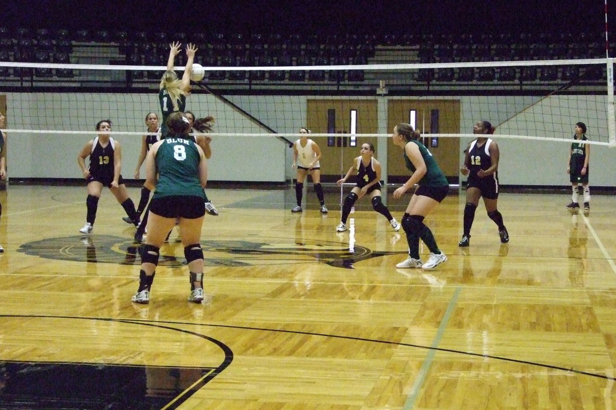 Image: Italy hits past block — Blum Lady Cats give a hard fight.