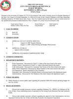 Image: City Council Meeting Agenda, September 14, 2009 – page 1