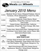 Image: January 2010 Meal Menu
