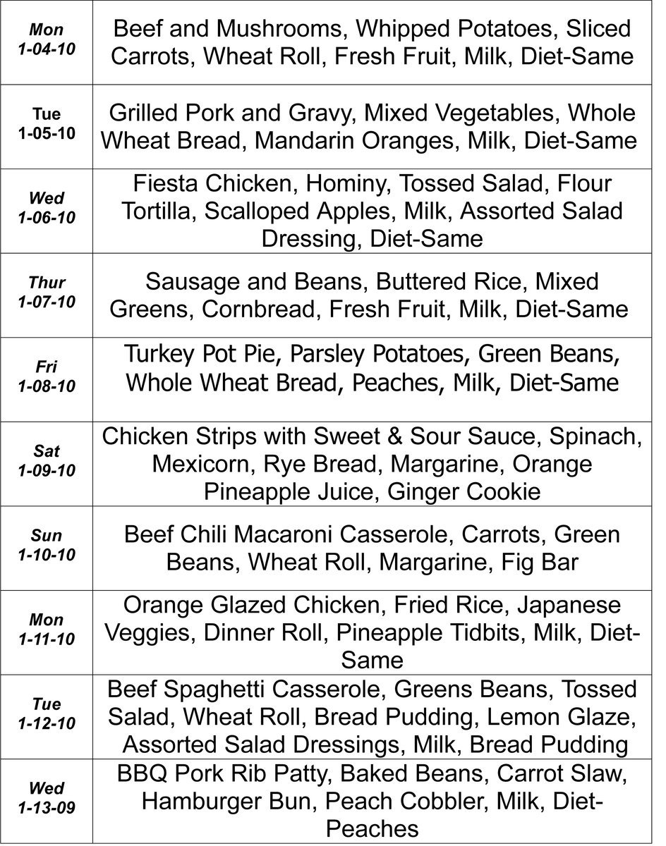 Image: January Menu – pg 2