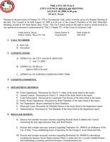 Image: August 10, 2009 – City Council Agenda (pg 1)