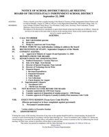 Image: Italy ISD agenda — Agenda for September 22, 2008 called meeting of the Italy Independent School Board.