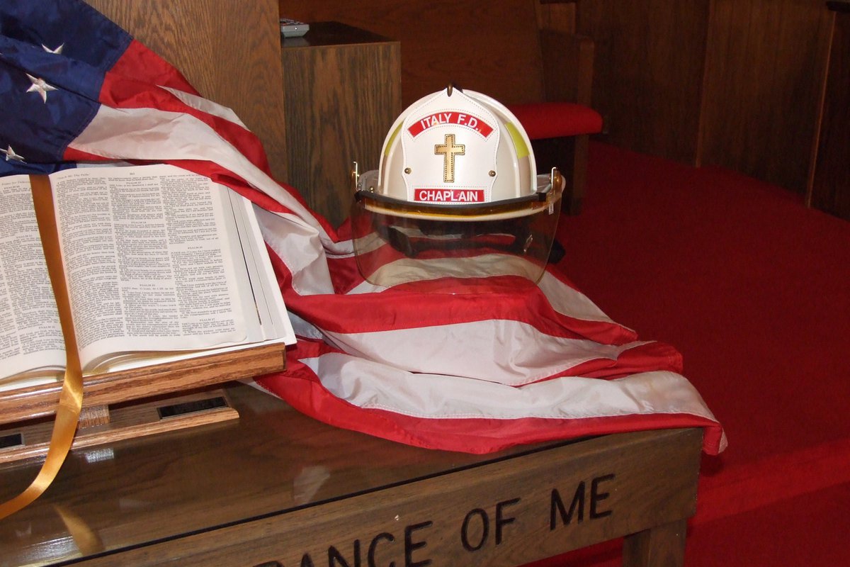 Image: Pastor Dabney addressed firefighters — Pastor Ronnie Dabney spoke to the Italy firefighters on Sunday.