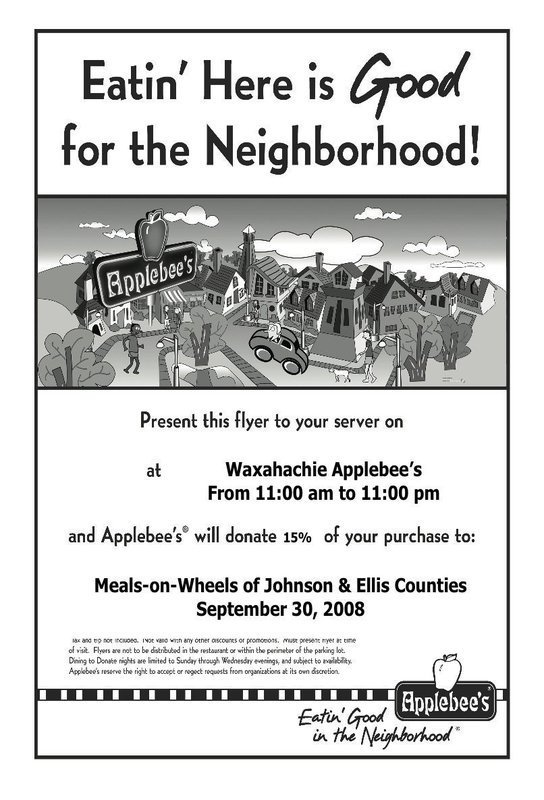 Image: Ellis County flyer — This flyer is for Ellis County diners to use at the Waxahachie Applebee’s. Click on the link in the story for the Johnson County flyer.