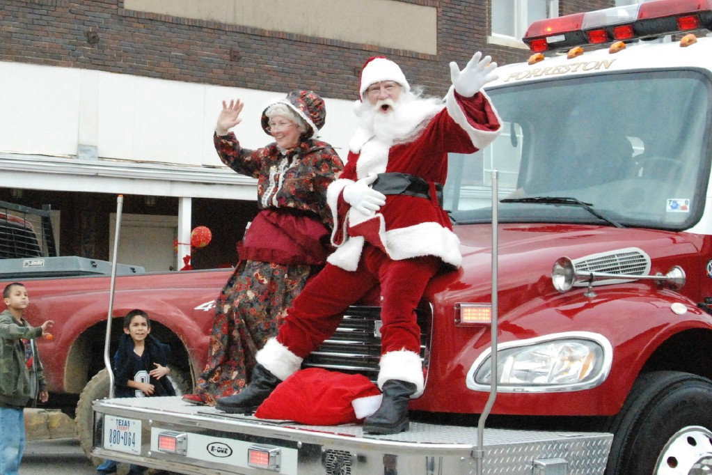 Image: Ho, Ho, Ho! Merry Christmas! — Santa and his lovely wife Mrs. Claus are front &amp; center as they pass through downtown Italy, Texas during Italy’s first annual Christmas festival.