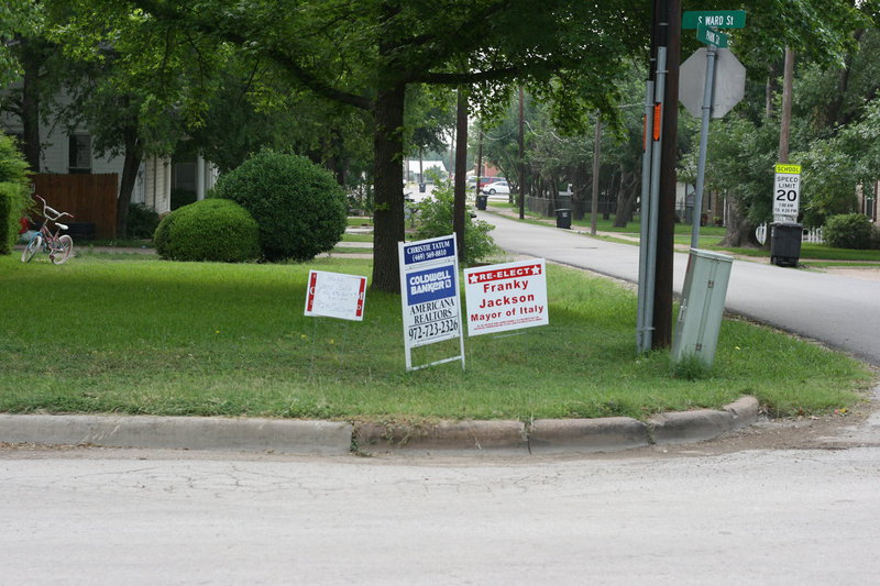 Image: Signs at the corner of S. Ward Street and Park on Tuesday morning, May 10, 2011.