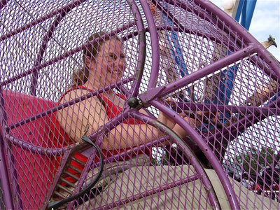 Image: Connie Voyer of S.P.A.C.E. is nervously excited about riding the ferris wheel.