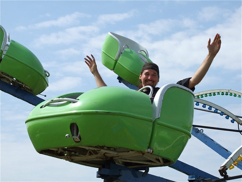 Image: Joe McNeer of S.P.A.C.E. takes a moment to enjoy the rides during the IYAA Sports Carnival.
