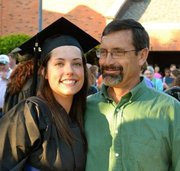 Image: Jessica Simon celebrates the day, graduating from Texas A&amp;M Commerce with her dad, Mick Simon.
