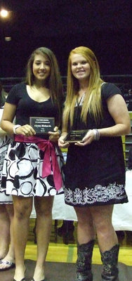 Image: Coach Reeves awarded Alyssa Richards Offensive MVP and Katie Byers Defensive MVP.