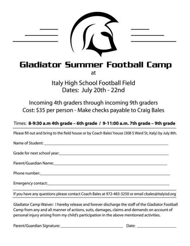 Image: Bring this form along with registration fee to Coach Bales and his staff the day of the camp.