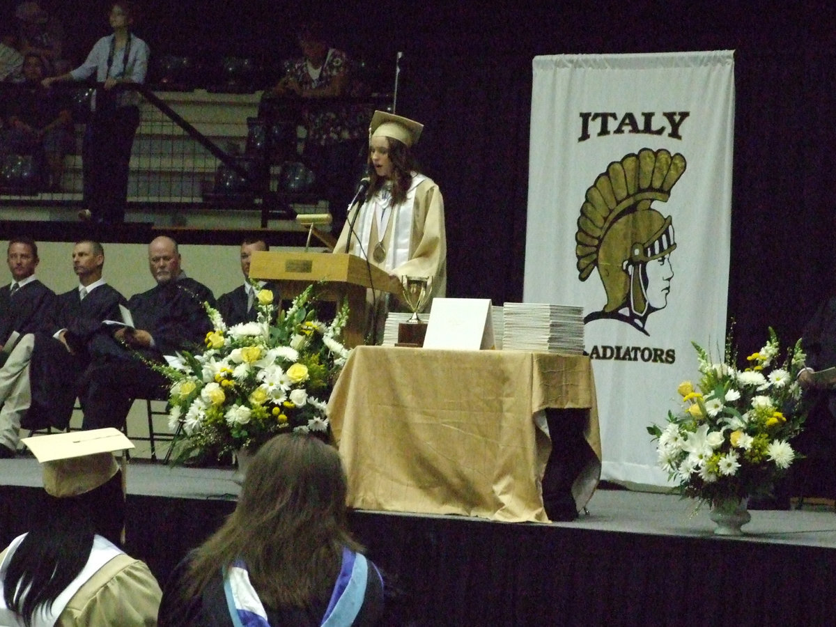 Image: Salutatorian Melissa Smithey explains that even Dr. Seuss can help the graduates through some tough times.