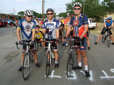 Image: Representing the Texas Tough Team are Barry Rosenberg, Brian Schultz and Ben Towbridge as they prepare to start Tour d’Italia 2011.