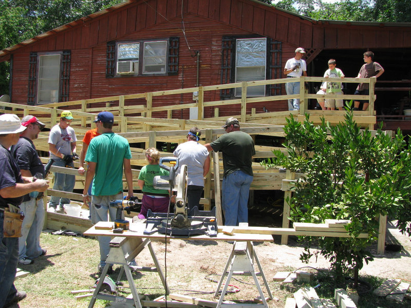 Image: This wheelchair was large due to the height of the house.