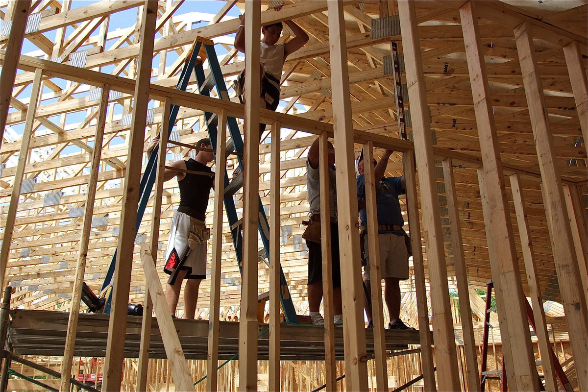 Image: Construction inside the new church.