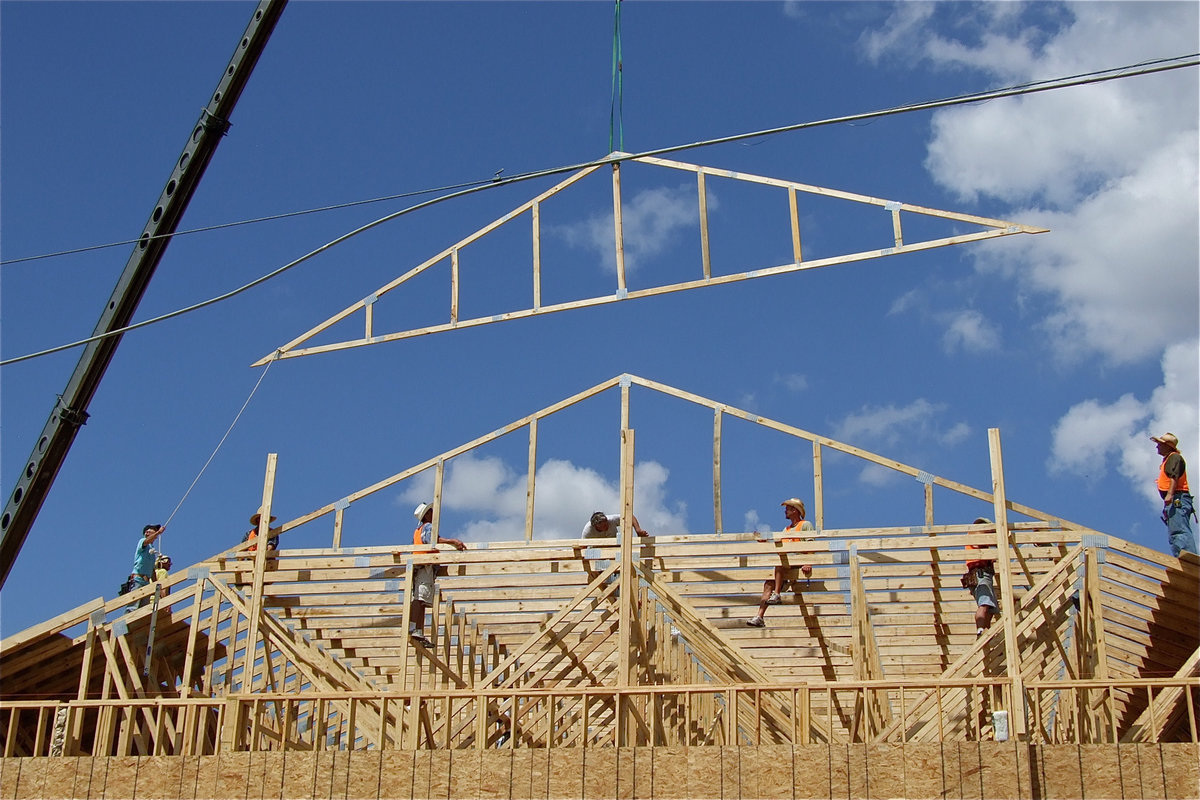 Image: Another rafter is lowered.